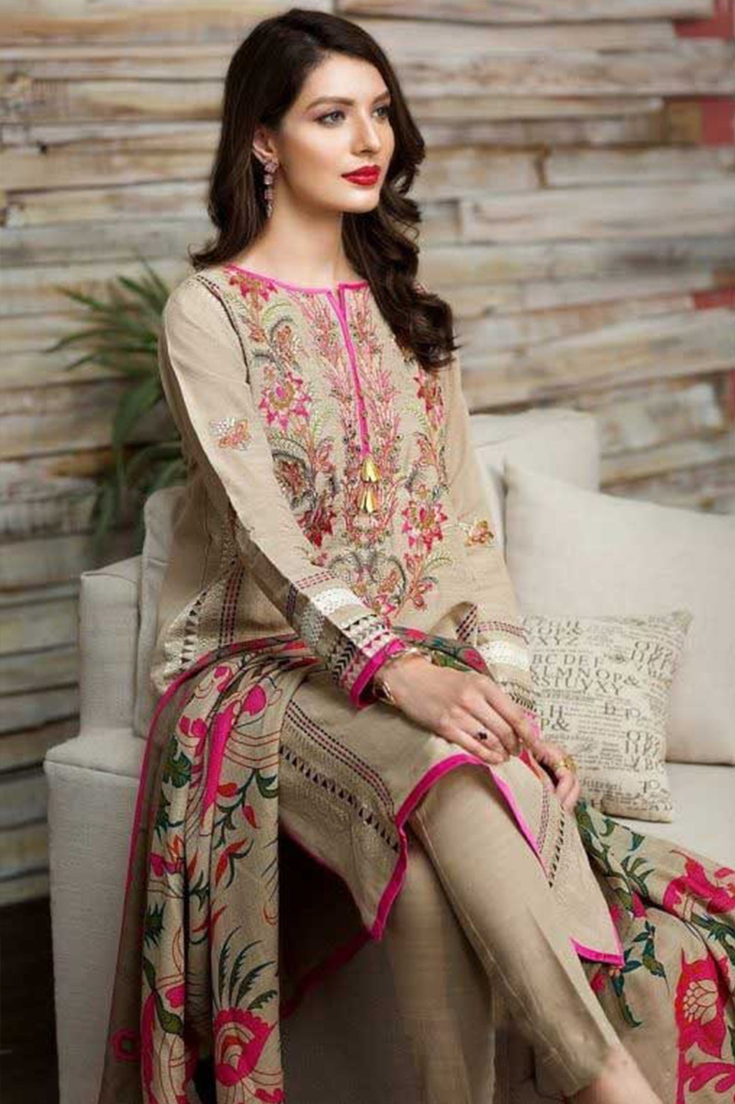 CF525-WINTER Embroidered khaddar Dhanak 3pc With Wool Shaw