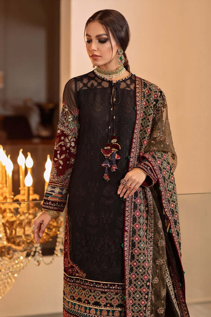 Nureh CF133-3 Piece Unstitched Heavy Embroidered Lawn Suit With Heavy Embroidered Organza Dupatta