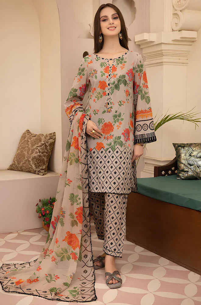 Charizma CF700-SUMMER 3Pc Digital Printed Lawn Shirt With Printed Lawn Trouser And Daimond Dupatta