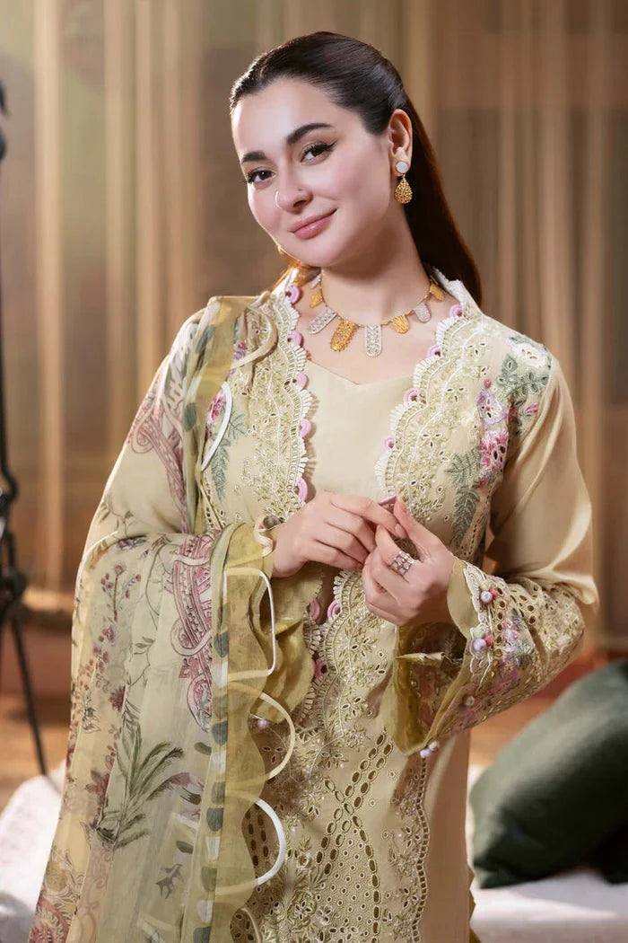 Qalamkar JADE-3PC LAWN CHIKANKARI EMB SHIRT WITH CHIFFON PRINTED DUPATTA WC1304