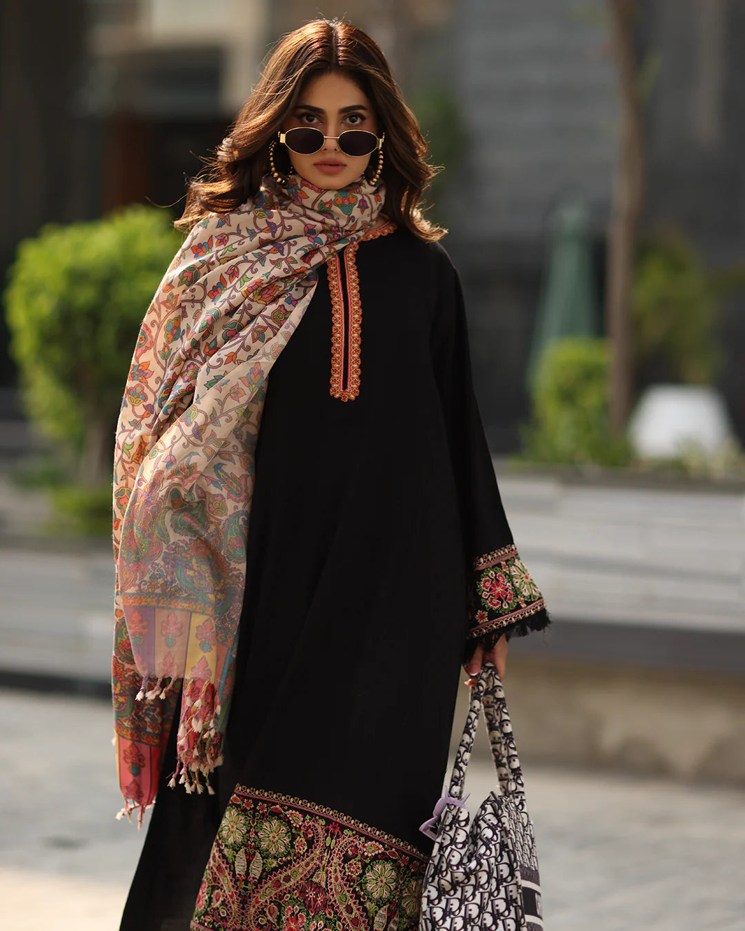 CF1239 Winter asim jofa -3PC DHANAK EMBROIDERED SHIRT WITH DHANAK AND TROUSER-BIC- R