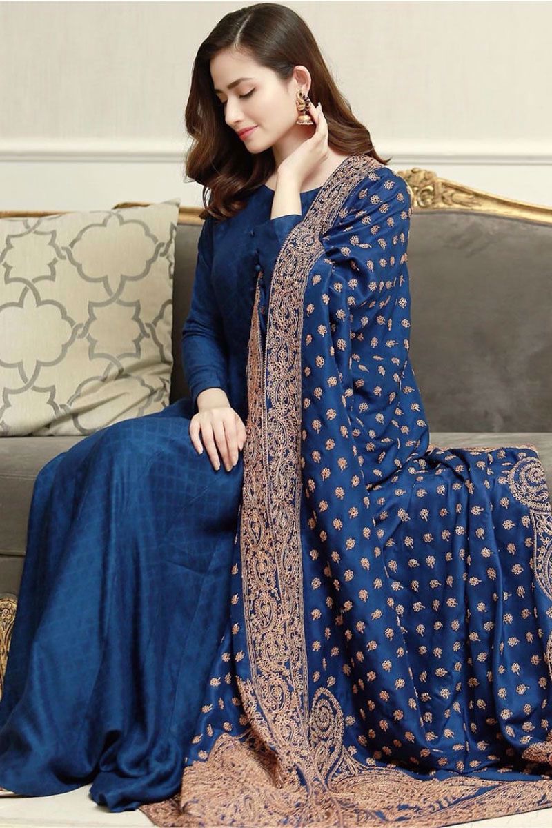 CF408- WINTER Linen Suit with Heavy Embroidered Linen  Shawl