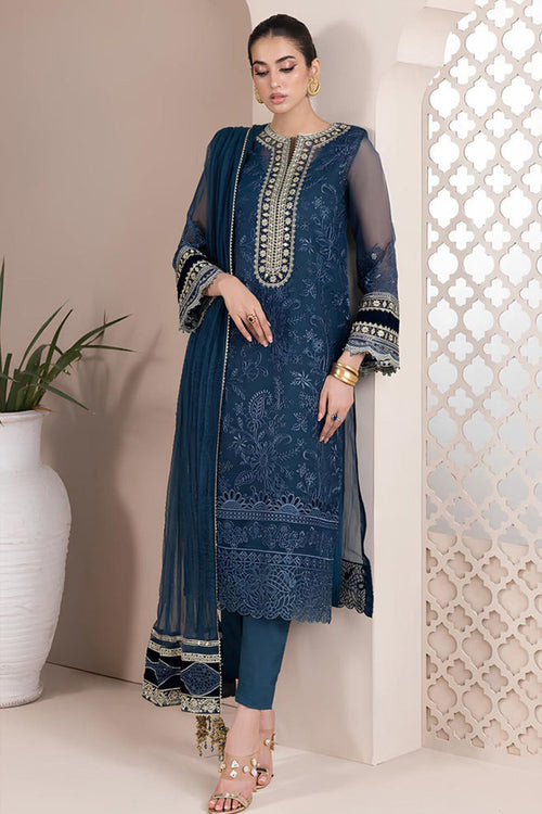 CF727-BAROQUE-Embroidered 3pc organza dress with organza duppata