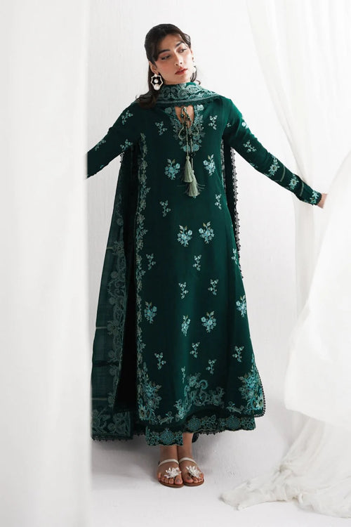 CF1235-3PC DHANAK EMBROIDERED SHIRT WITH DHANAK EMBROIDERED SHAWL & TROUSER-
