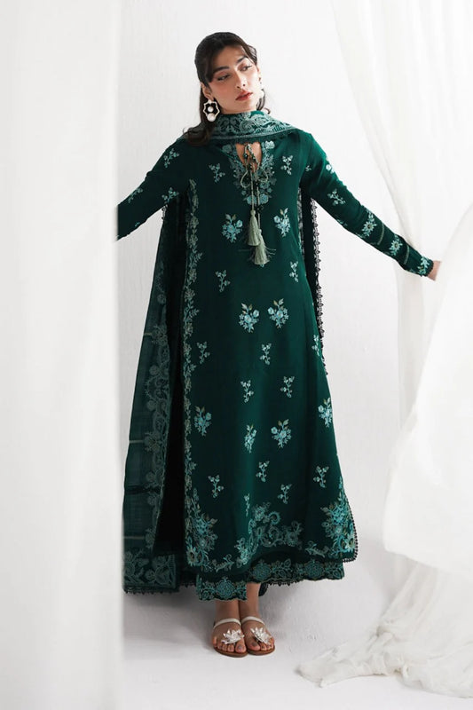 CF1235-3PC DHANAK EMBROIDERED SHIRT WITH DHANAK EMBROIDERED SHAWL & TROUSER-