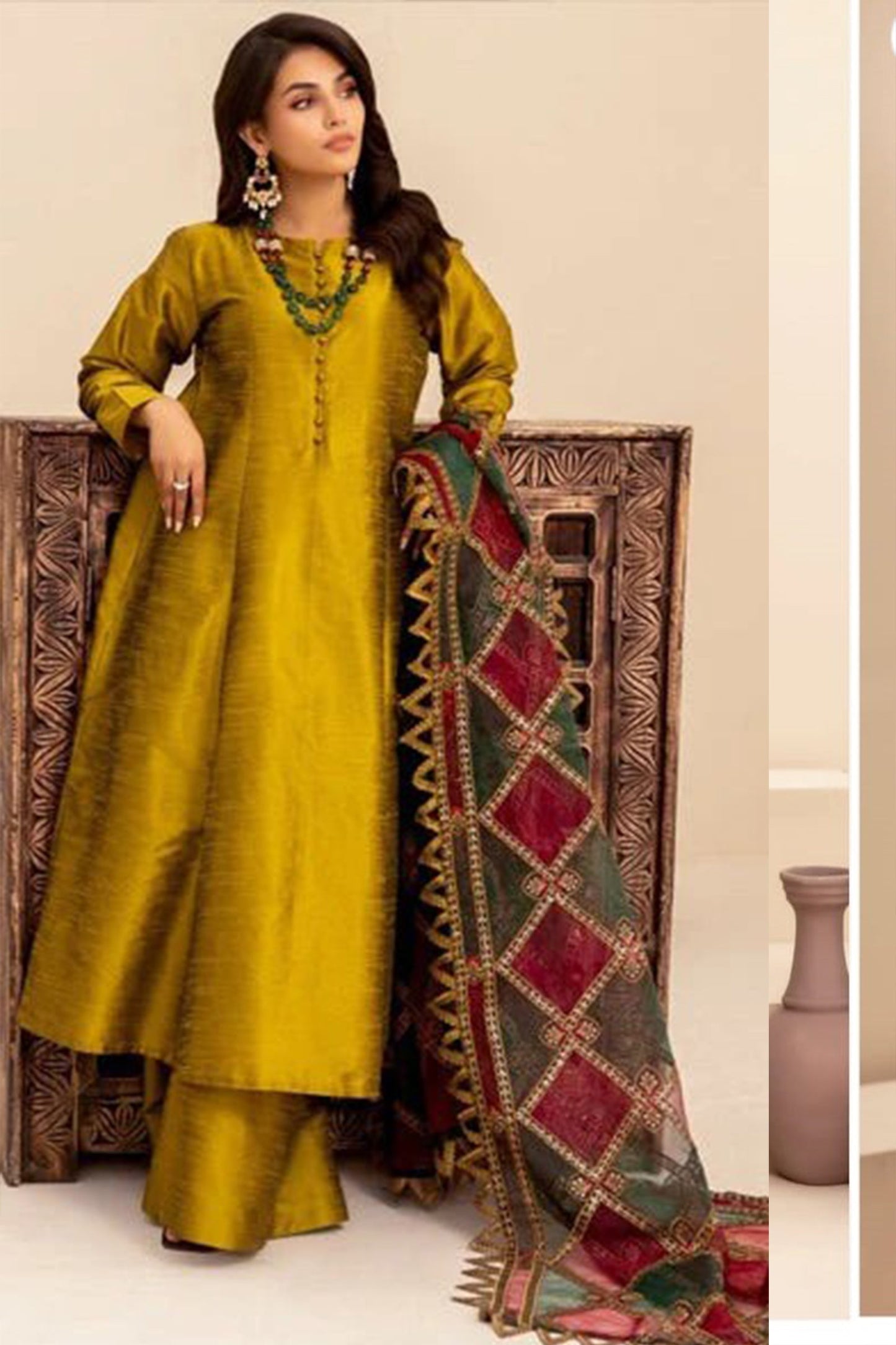 CF776-3PC-WINTER Unstitched rawo silk Printed organza duppatta Winter Collection