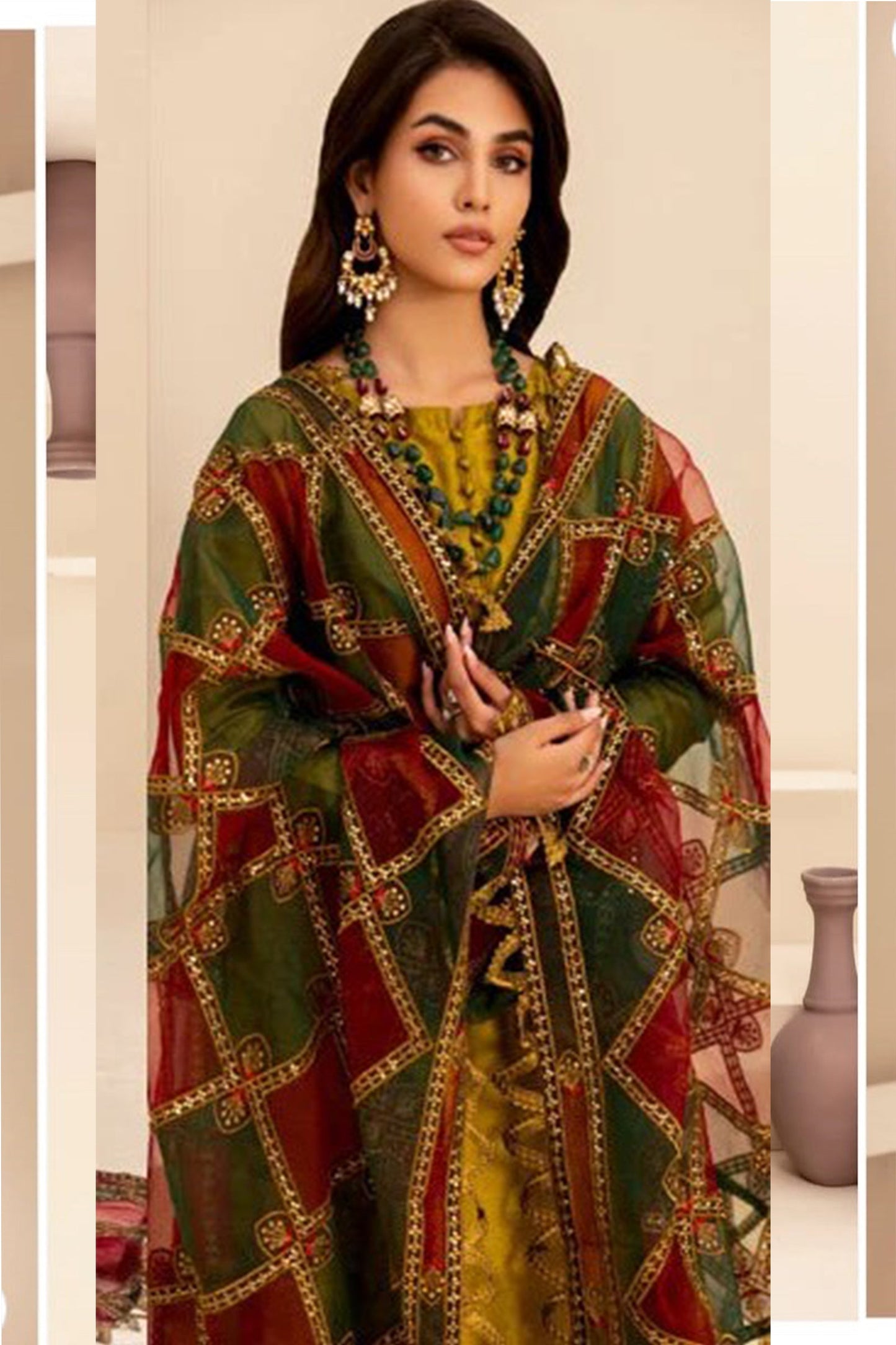 CF776-3PC-WINTER Unstitched rawo silk Printed organza duppatta Winter Collection