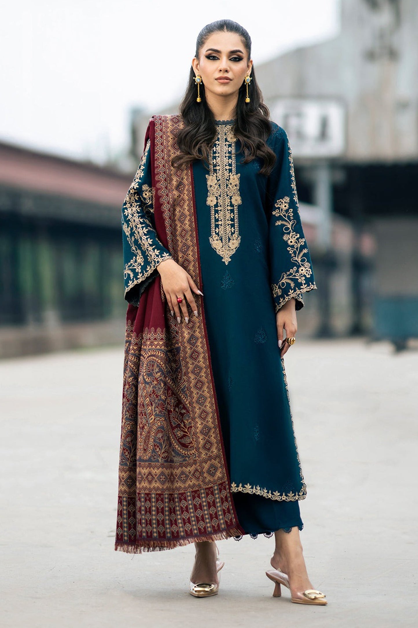 CF1109 - Winter  Jazmin  3PC Dhanak Embroidered Suit