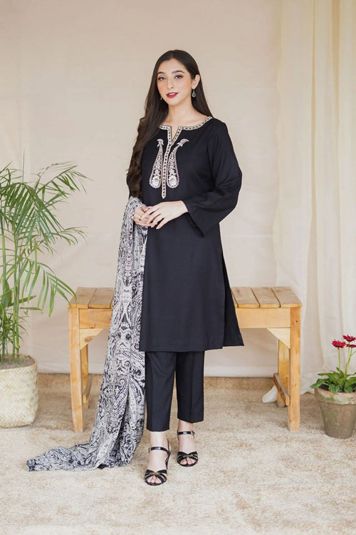 CF1204 Asling - Winter 3PC Dhanak Embroidered Suit -