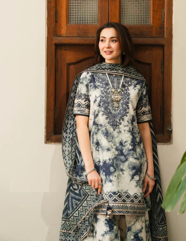 CF1205-Faiza Saqlain 3PC Embroidery Dhanak Printed Suit