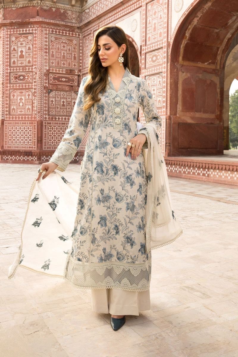 CF729-Bareeze -Embroidered 3pc lawn dress with embroidered chiffon dupatta