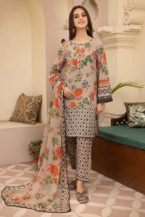 Charizma  CF700-SUMMER 3Pc Digital Printed Lawn Shirt With Printed Lawn Trouser And Daimond Dupatta