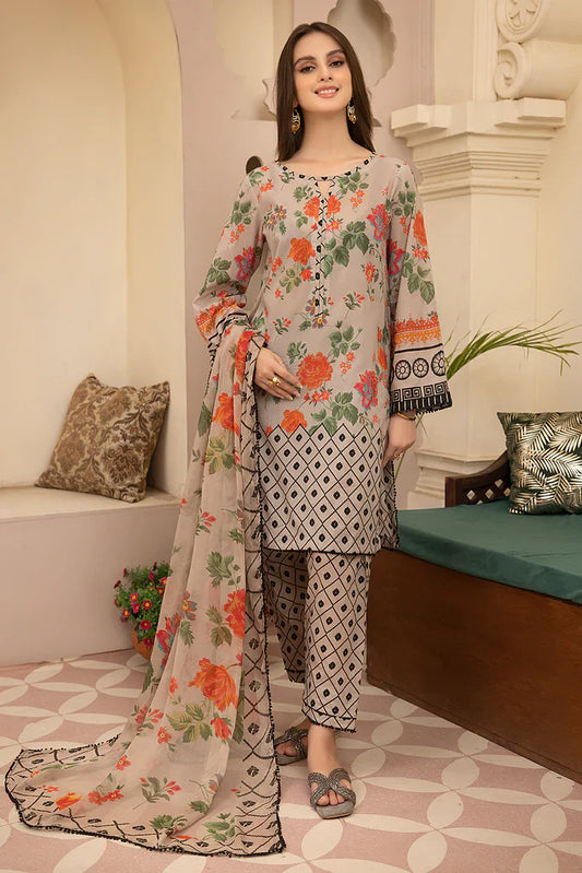 Charizma  CF700-SUMMER 3Pc Digital Printed Lawn Shirt With Printed Lawn Trouser And Daimond Dupatta