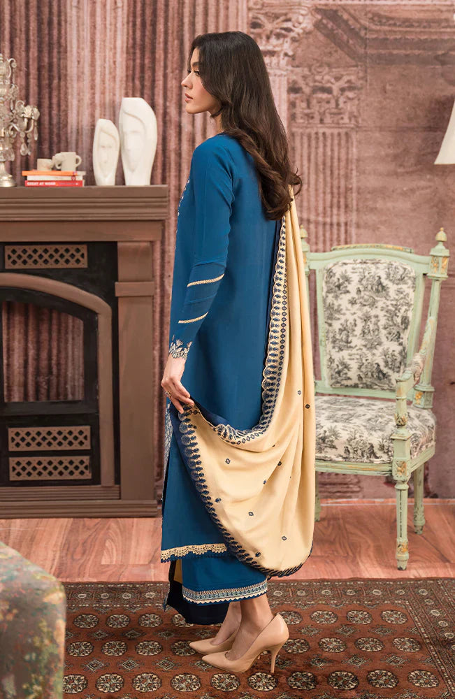 CF917-WINTER 3-Pc Embroidered Dhanak Suit with Heavy Embroidered Dhanak Shawll