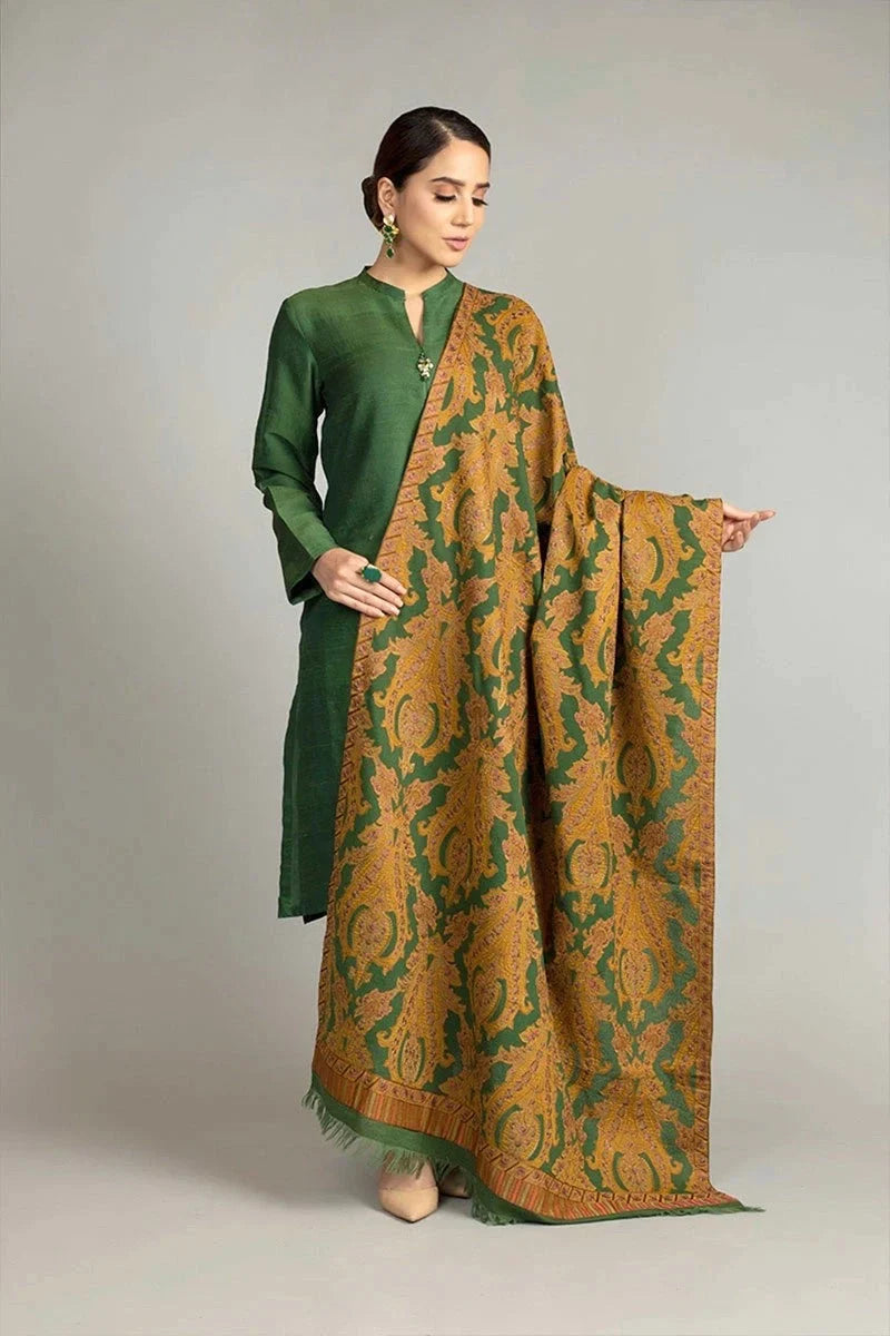 CF540-WINTER 3 Piece Linen Suit with digital printed wool shawll