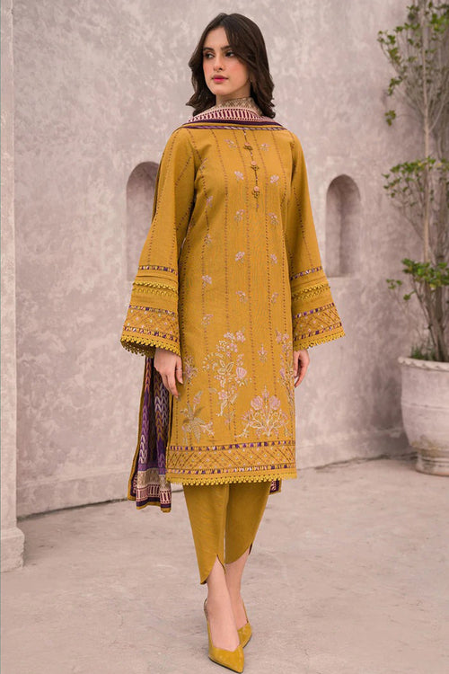 CF618-Jazmin WINTER 3PC Dhanak Embroidered suit with Printed Shawll