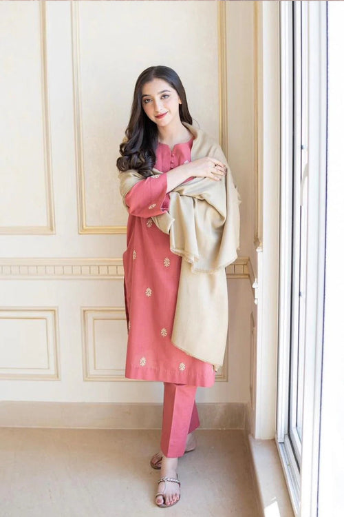 CF611-Asling Winter 3PC Dhanak suit with Dhanak Shawll
