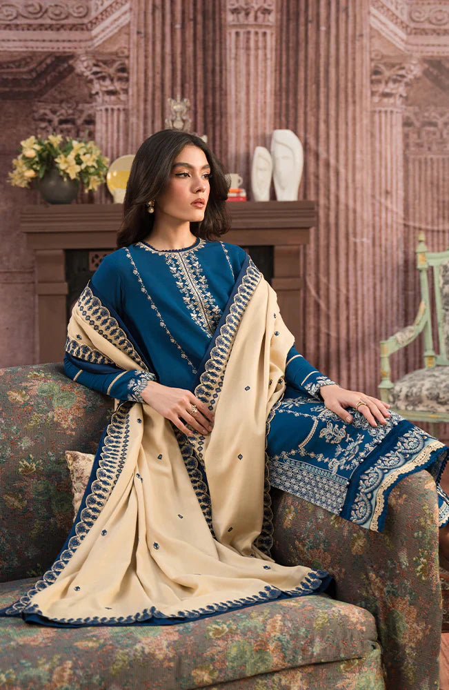 CF917-WINTER 3-Pc Embroidered Dhanak Suit with Heavy Embroidered Dhanak Shawll