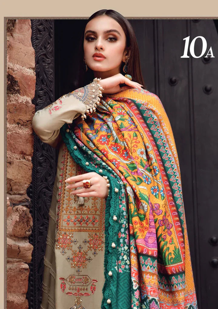 CF539-WINTER 3PC Dhanak Embroidered suit with Printed Shawll