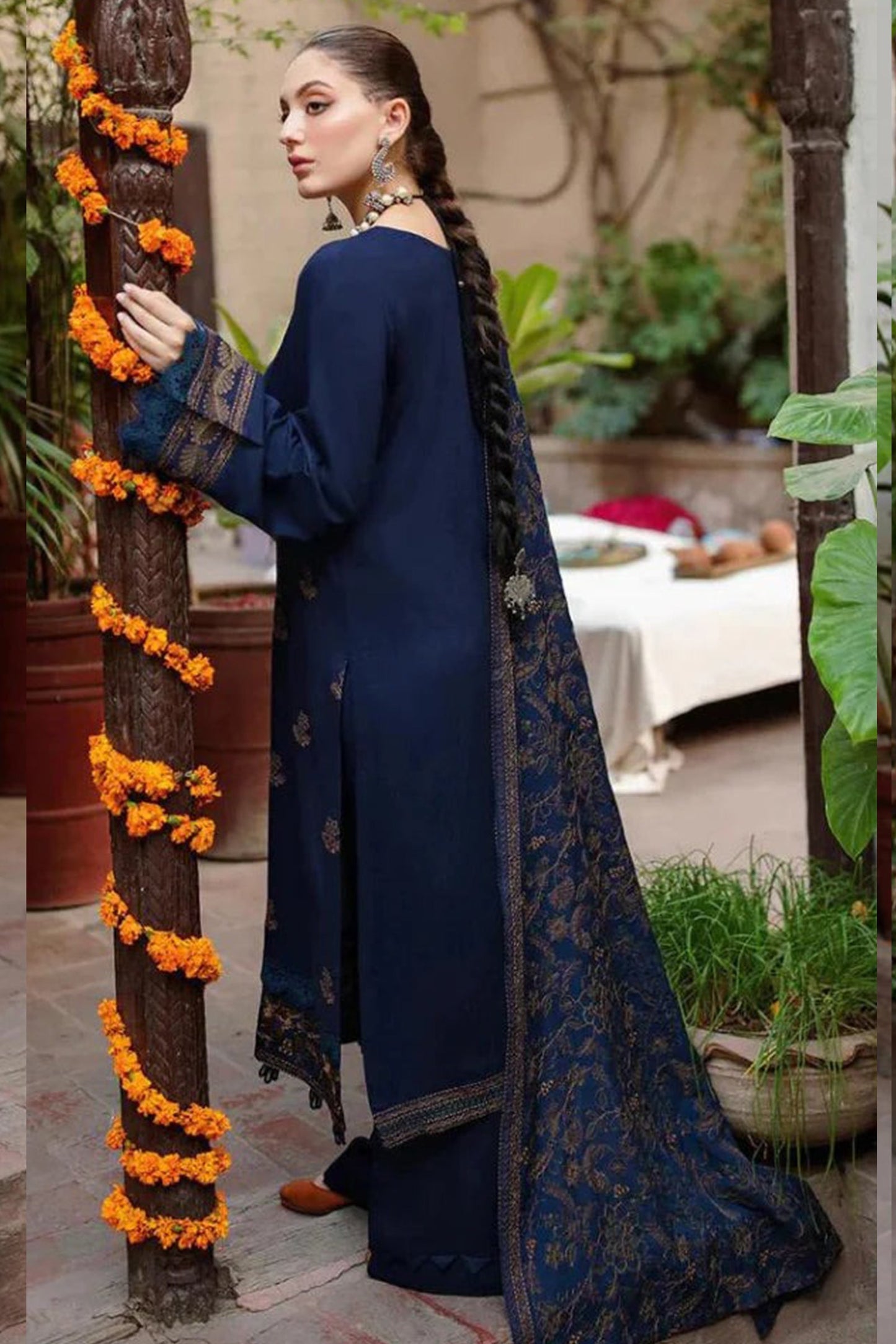 CF609-WINTER 3PC Embroidered Shirt With Heavy Embroidered Dhanak Shawl