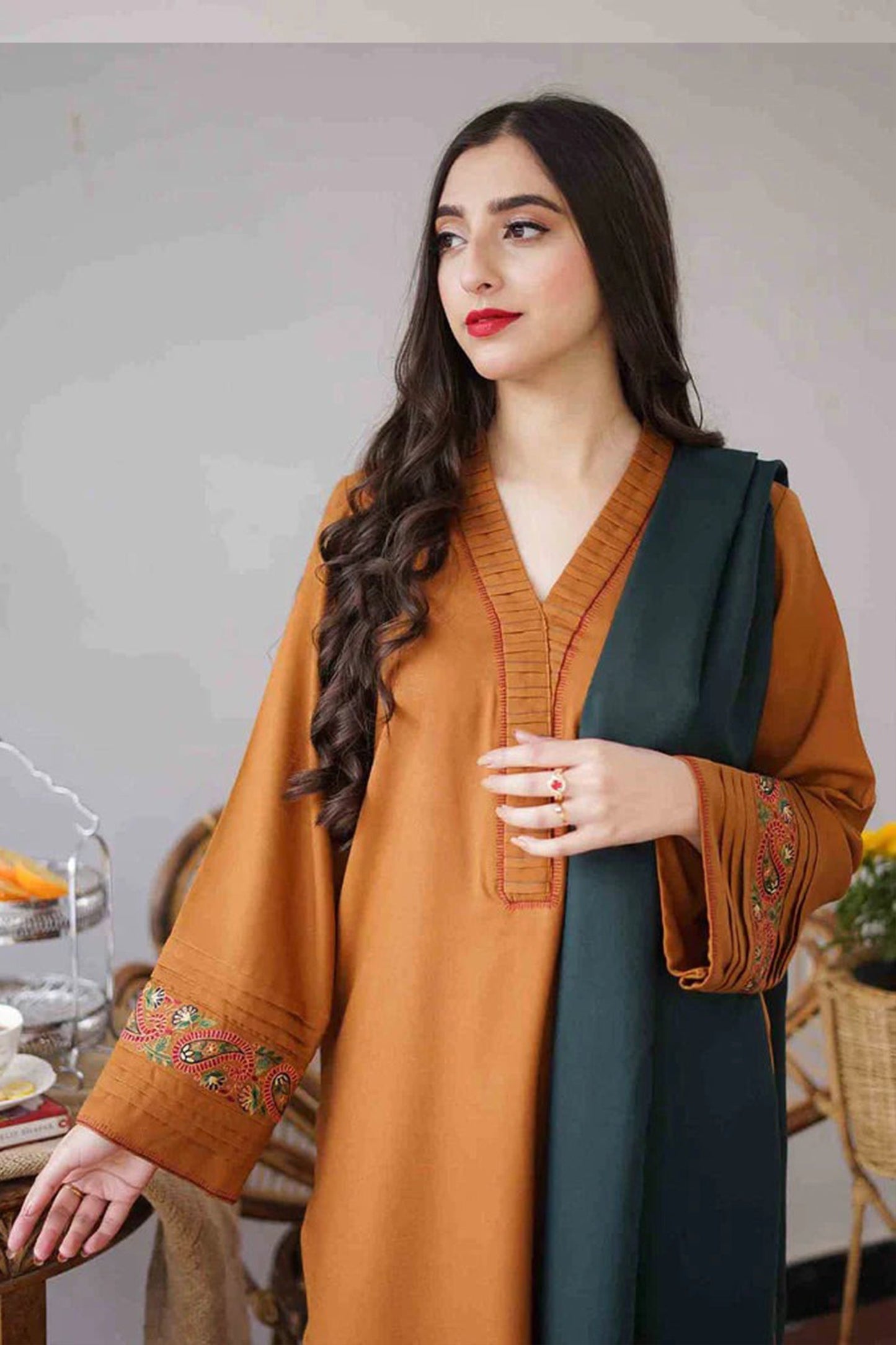 CF400 -Asling Winter  3PC Dhanak suit with Embroidered Shawll