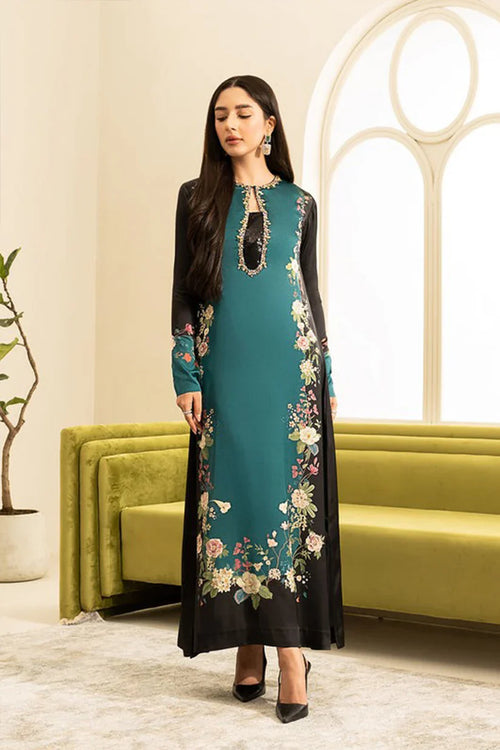 CF828-3PC-WINTER Unstitched shamoz  silk fabric in floral print.