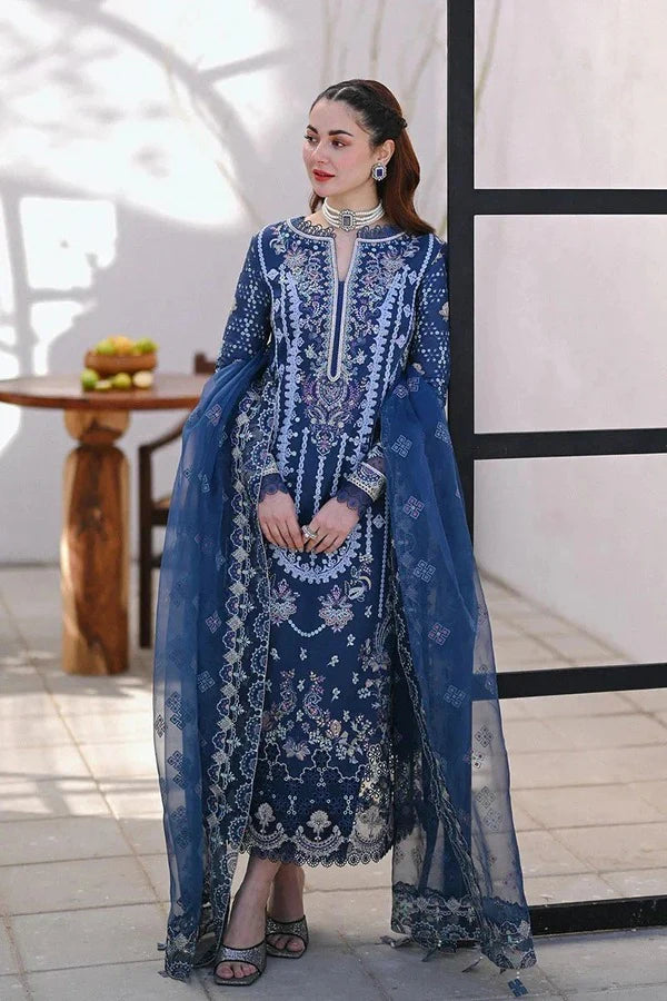 QALAMQAR  LAWN EMBROIDERED SHIRT WITH ORGANZA EMBROIDERED DUPATTA WC1306 -3PC
