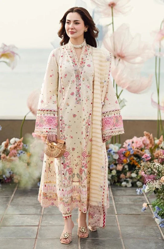 CF1052 - Qalamkaar 3PC Unstitched Lawn Embroidered Chicken Kari