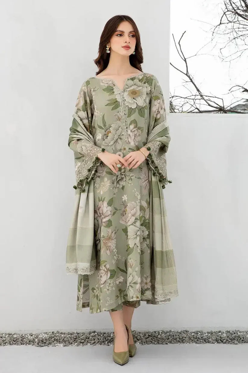 CF942- Winter 3PC Dhanak Karandi Printed Suit