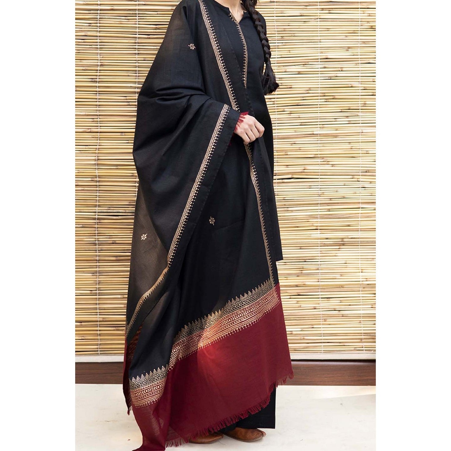 CF555-3PC Winter Dhanak suit with Embroidered Shawll