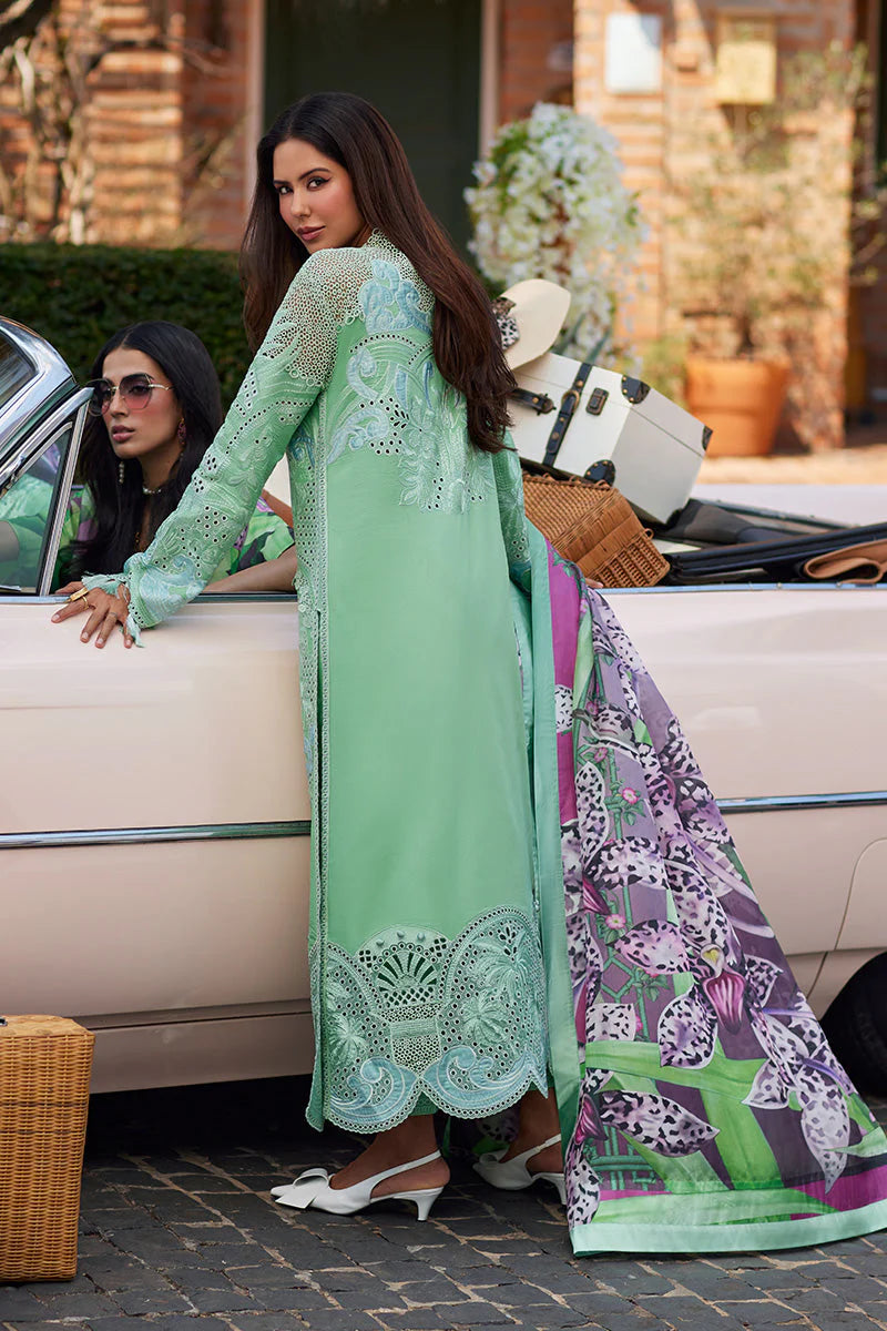 Mushq CF1276 Embroidered Classic Pakistani Salwar Kameez Suit in Apple Green Shade