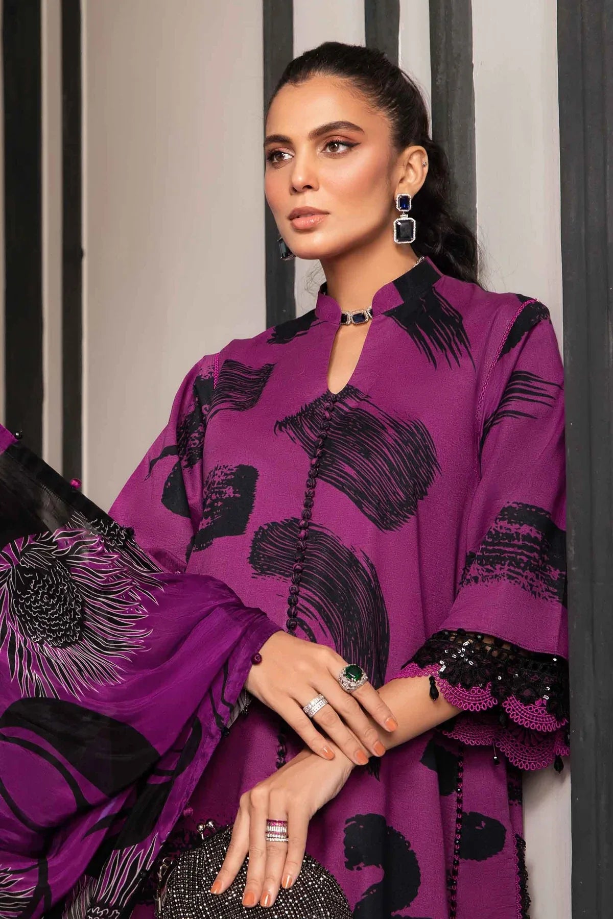 CF786-3 Piece Unstitched Digital Printed Airjet Lawn Suit