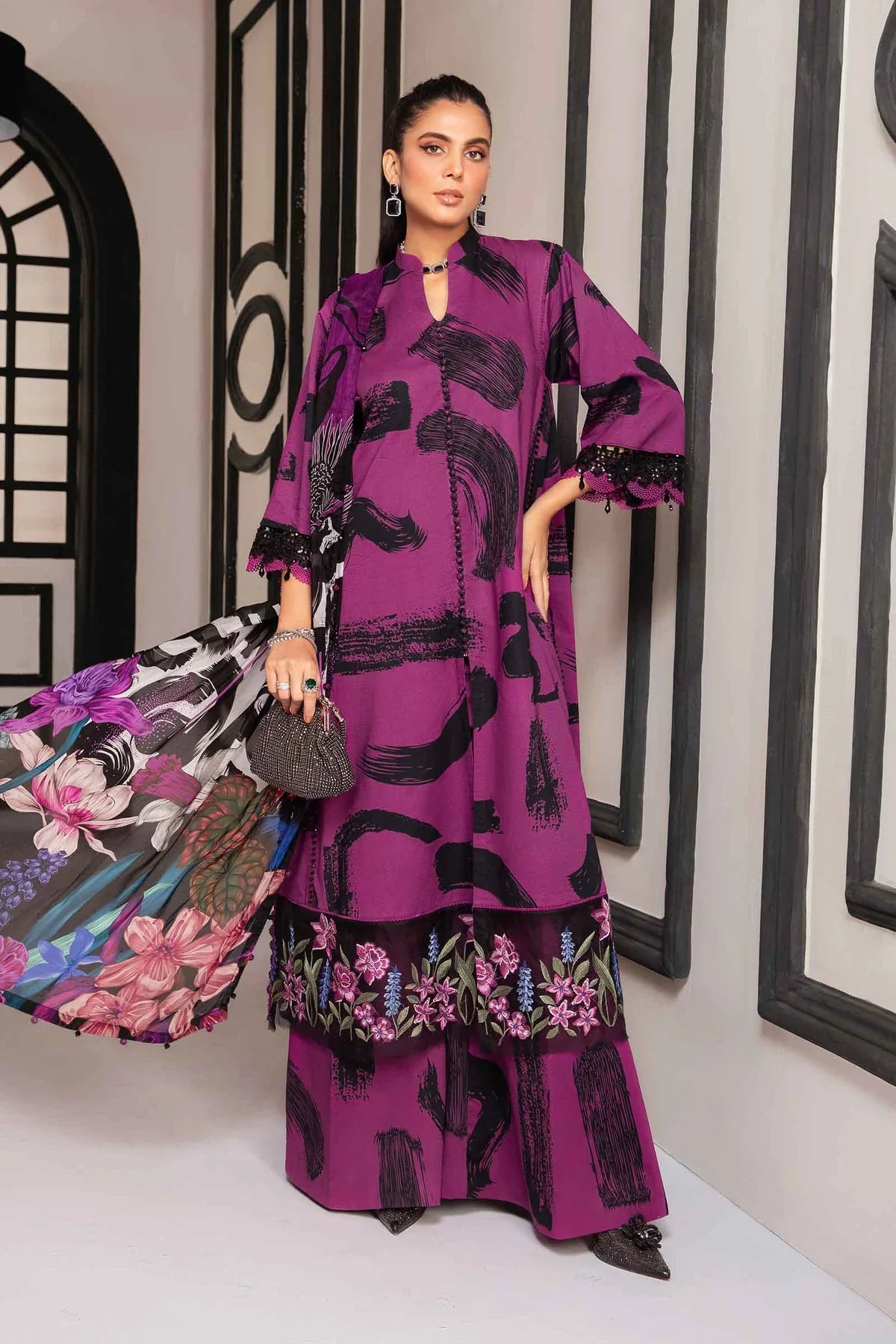 CF786-3 Piece Unstitched Digital Printed Airjet Lawn Suit