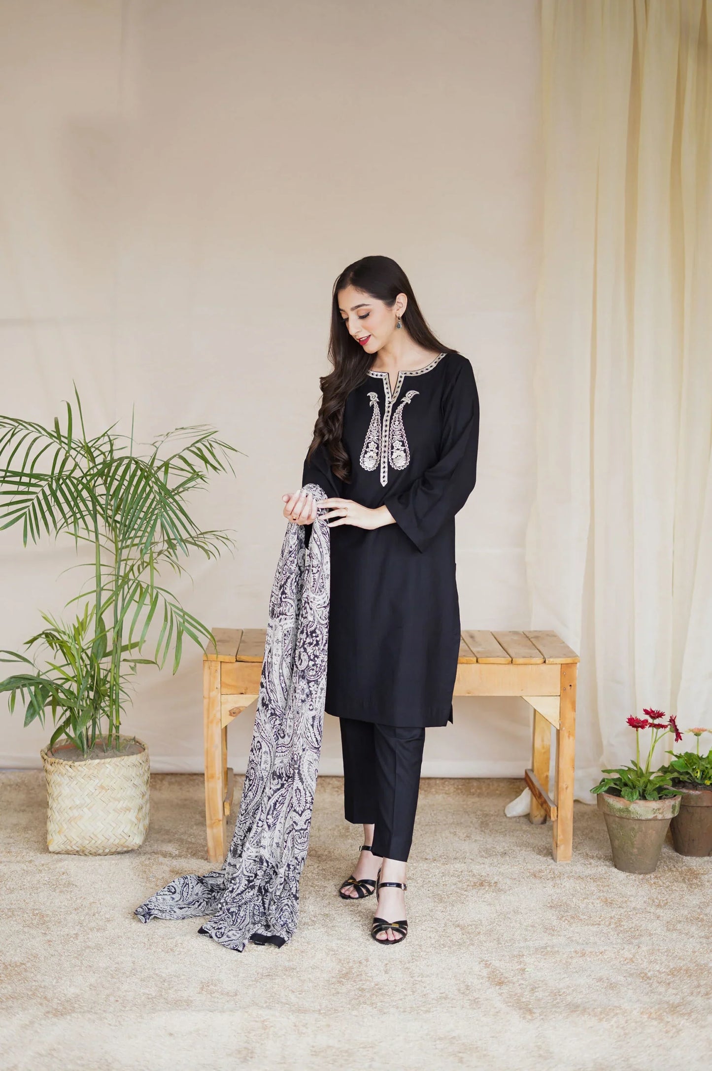 CF1204 Asling - Winter 3PC Dhanak Embroidered Suit -