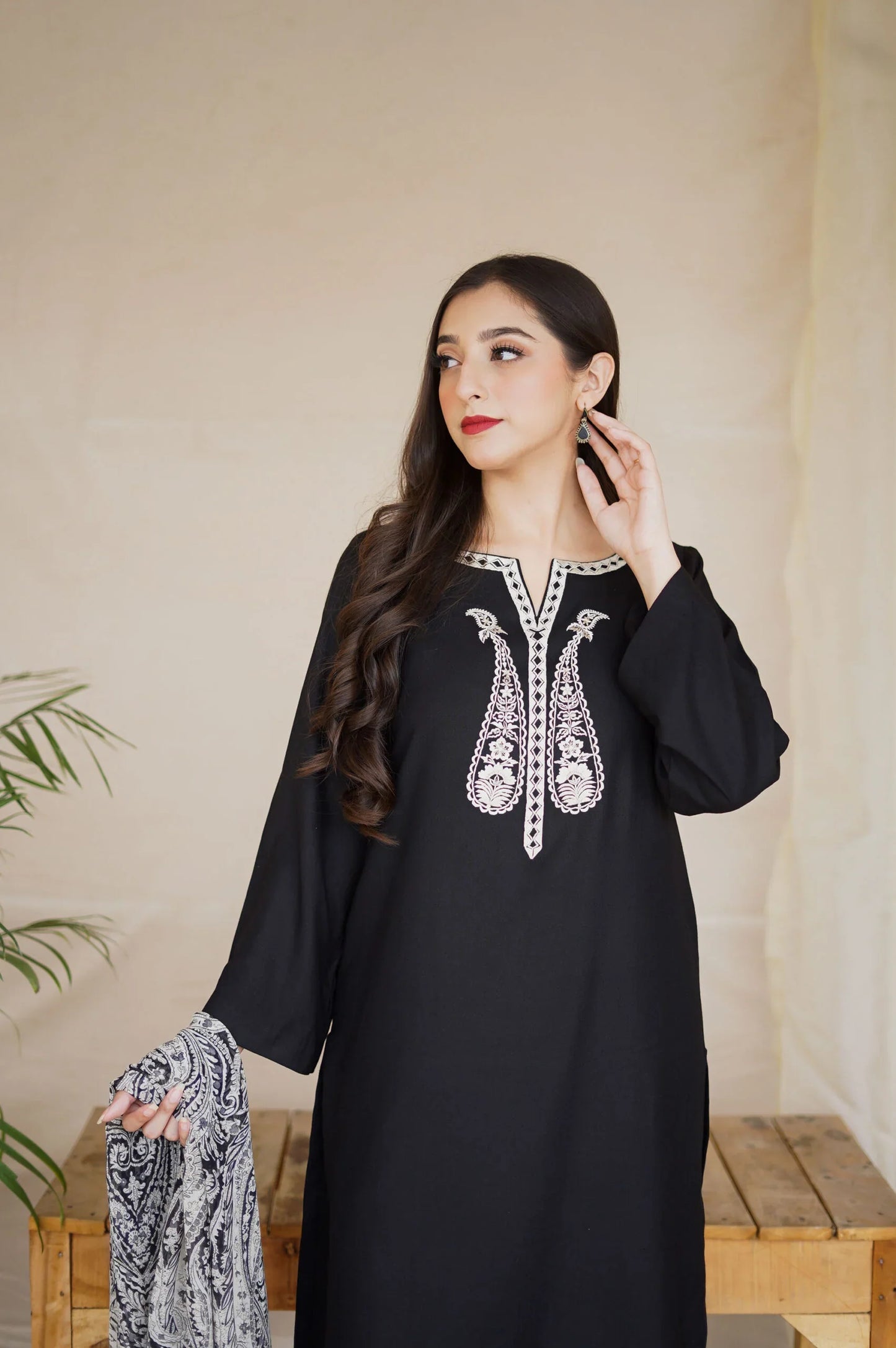 CF1204 Asling - Winter 3PC Dhanak Embroidered Suit -