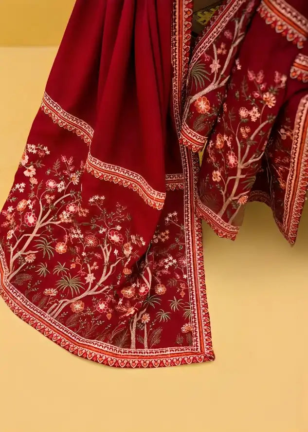 CF918-WINTER 3-Pc Embroidered Dhanak Suit with Heavy Embroidered Dhanak Shawll