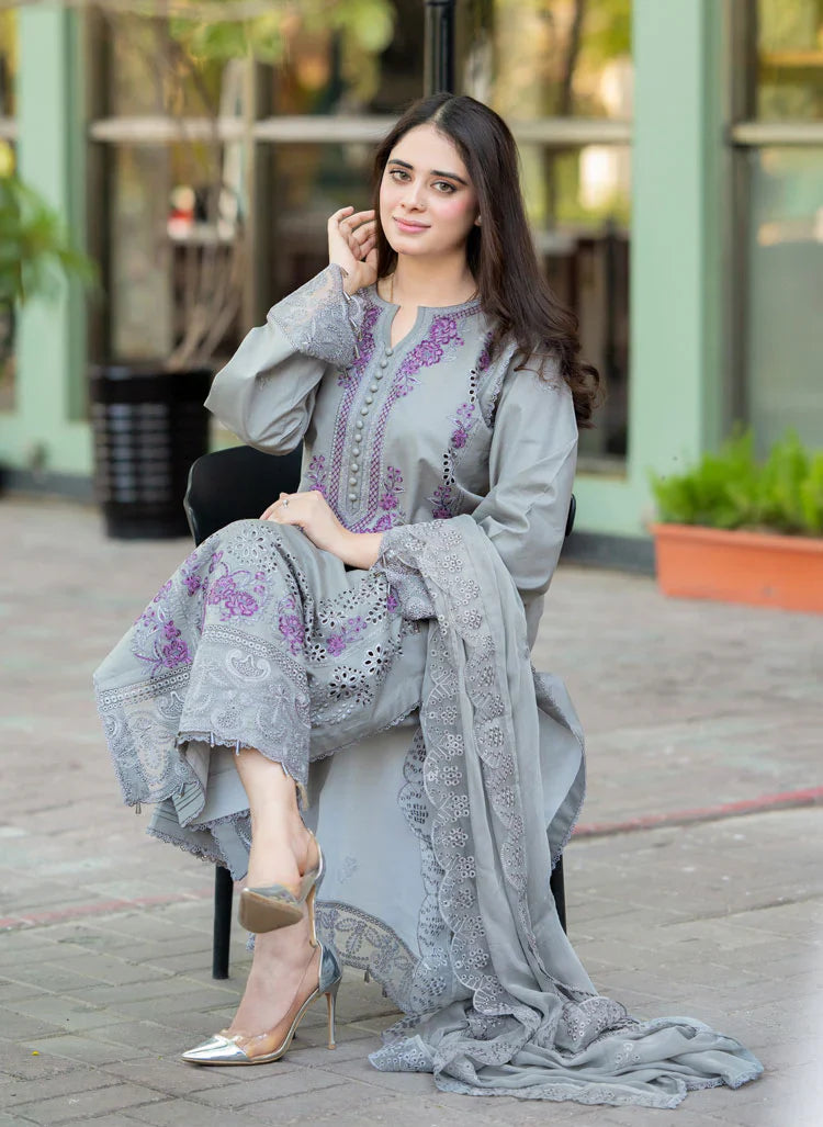 Mushq  CF1047 -SUMMER  - 3PC Lawn ChickenKari Embroidered Suit