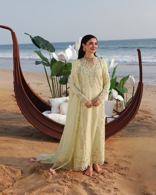 Qalamkar Summer -3PC LAWN CHIKANKARI EMB SHIRT WITH CHIFFON EMB DUPATTA WC1313