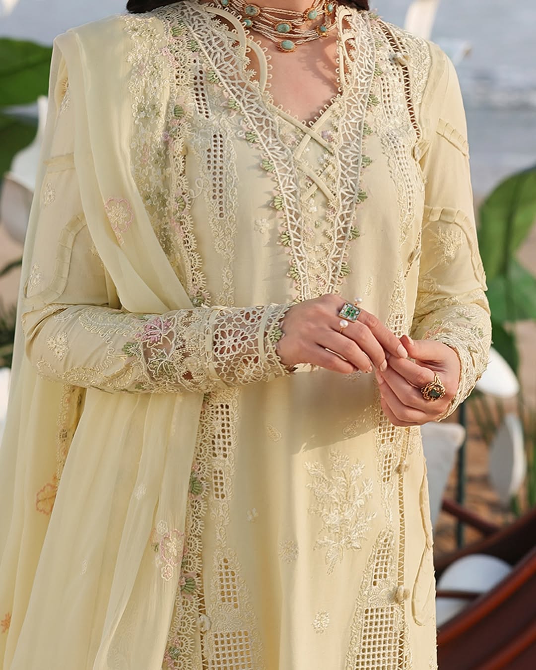 Qalamkar Summer -3PC LAWN CHIKANKARI EMB SHIRT WITH CHIFFON EMB DUPATTA WC1313