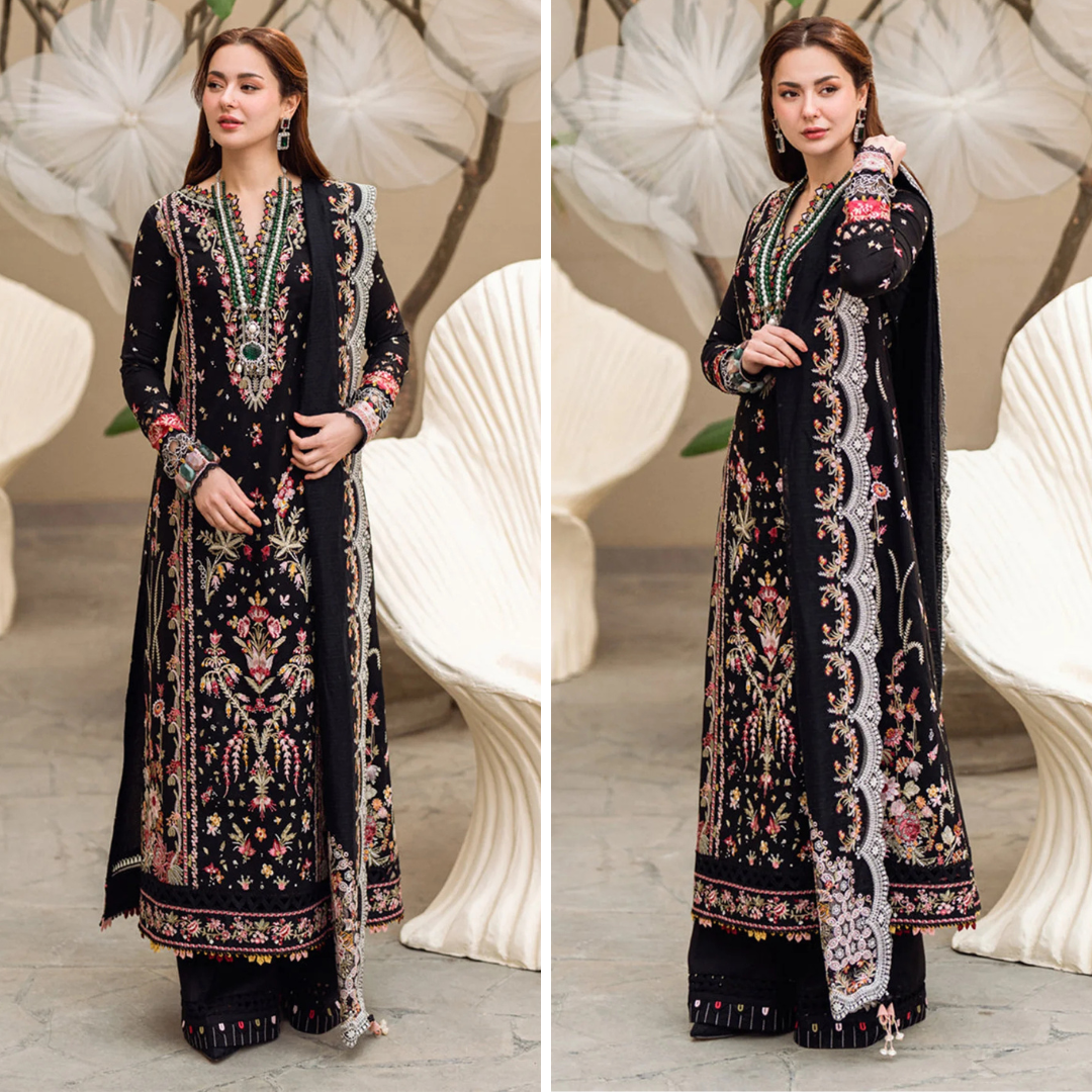 Qalamkar  CF1033 - - 3PC Lawn Embroidered Shirt with Embroidered Slub Net Dupatta