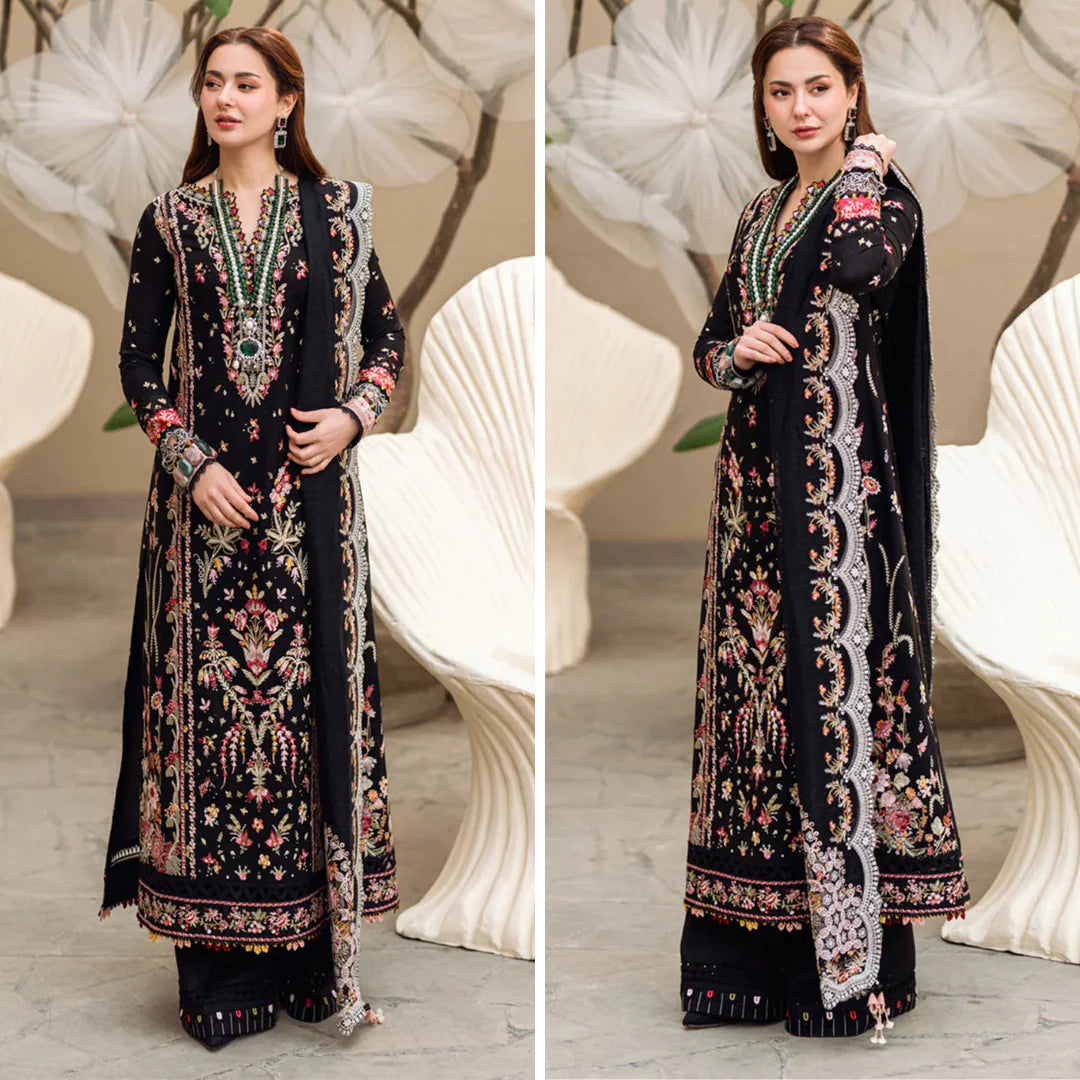 Qalamkar  CF1033 - 3PC Lawn Embroidered Shirt With Embroidered Slub Net Dupatta