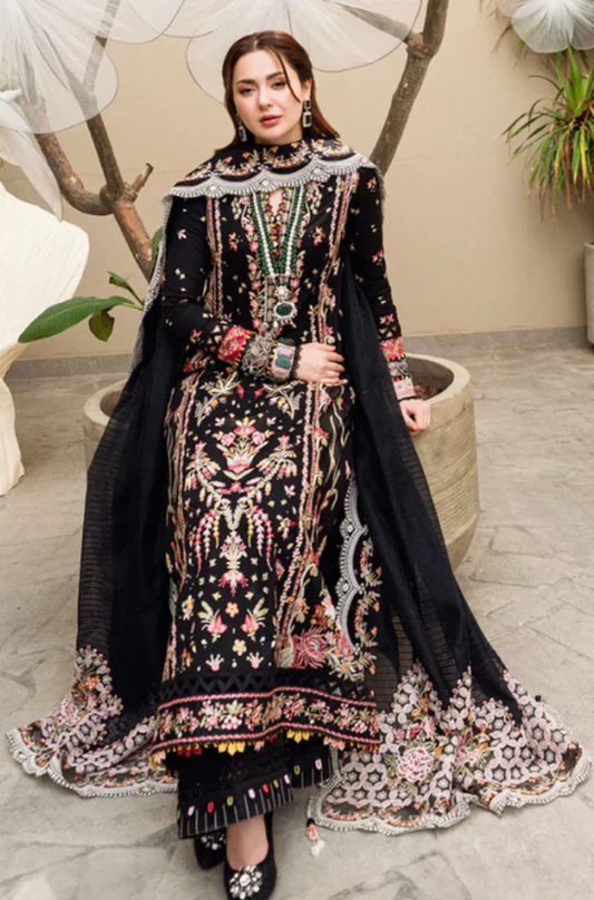 Qalamkar  CF1033 - 3PC Lawn Embroidered Shirt With Embroidered Slub Net Dupatta