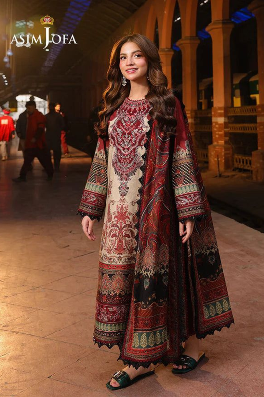 CF1224- ASIM JOFA - LAWN 3PC  Digital Print Dress