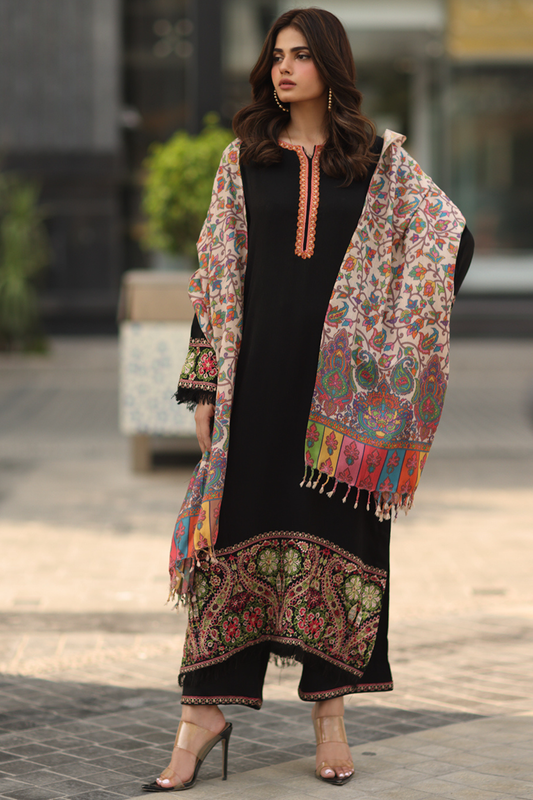 CF1239 Winter asim jofa -3PC DHANAK EMBROIDERED SHIRT WITH DHANAK AND TROUSER-BIC- R