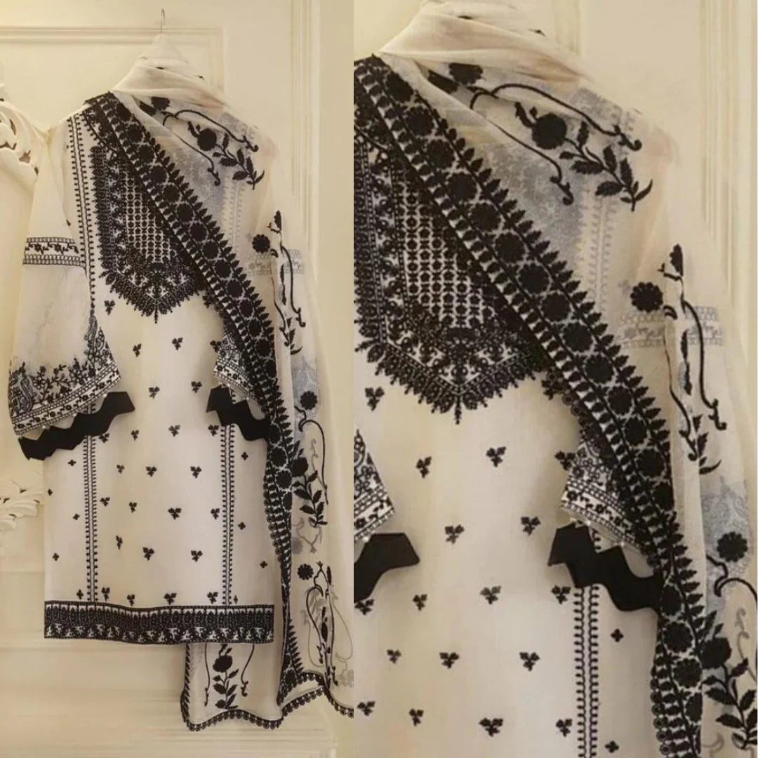 Agha Noor CF207 - 3PC Lawn Heavy Embroidered Shirt With Embroidered Bamber Dupatta