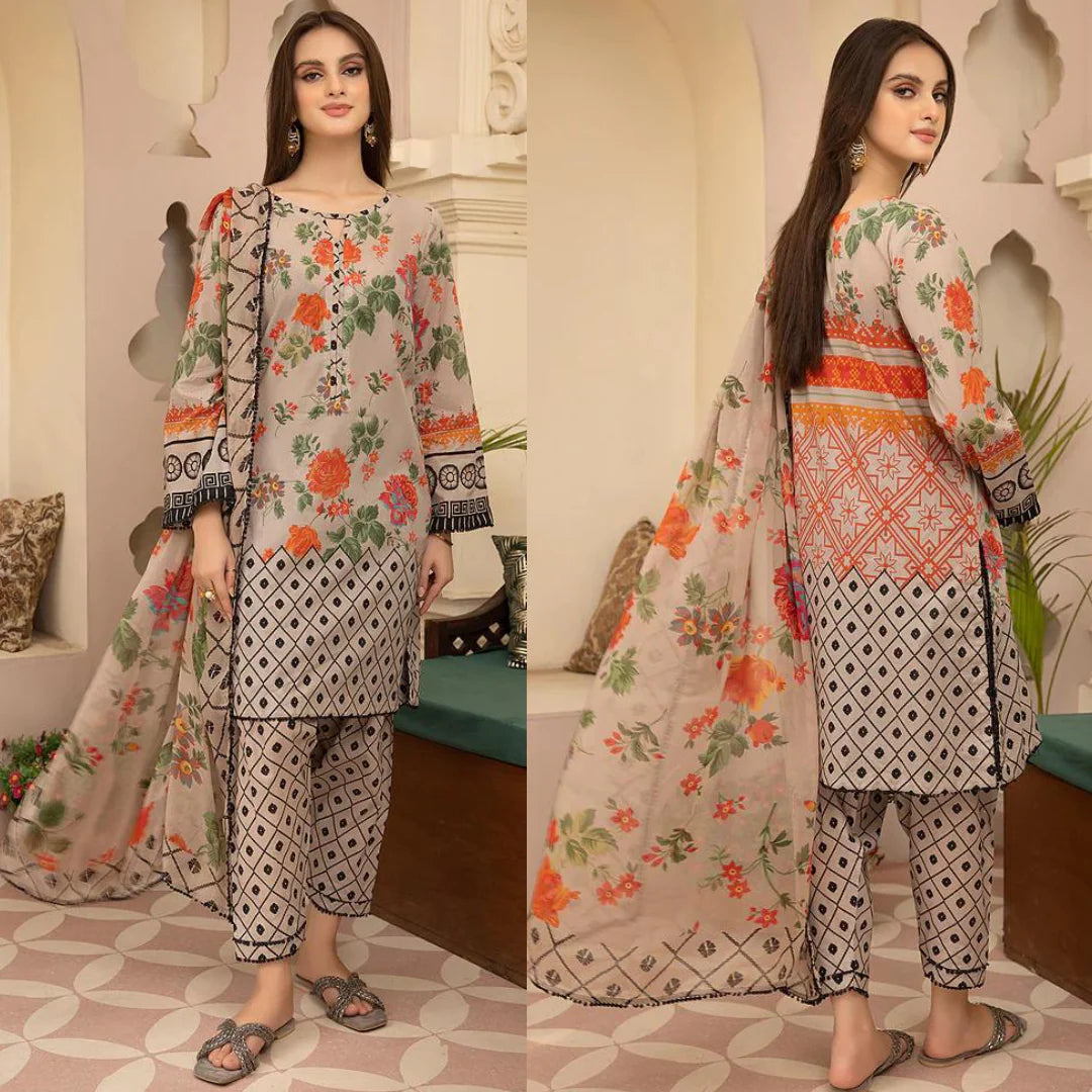 Charizma  CF700-SUMMER 3Pc Digital Printed Lawn Shirt With Printed Lawn Trouser And Daimond Dupatta