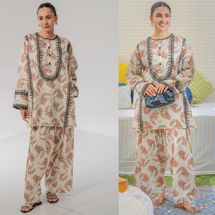 CF1070 -2Pc SUMMER 3Pc Digital Printed SWISS Lawn Shirt With Printed SWISS Lawn  Trouser