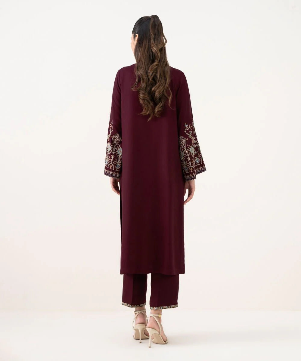 CF1241 UNSTITCHED WINTER BATIK-3PC DHANAK EMBROIDERED SHIRT WITH SHAWL & TROUSER-
