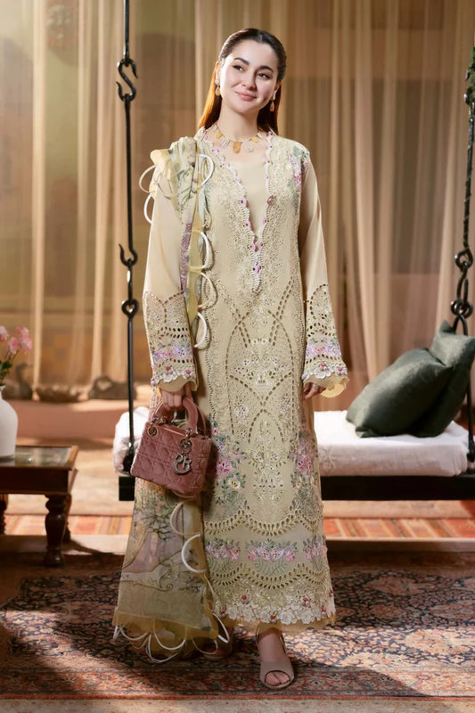 Qalamkar JADE-3PC LAWN CHIKANKARI EMB SHIRT WITH CHIFFON PRINTED DUPATTA  WC1304