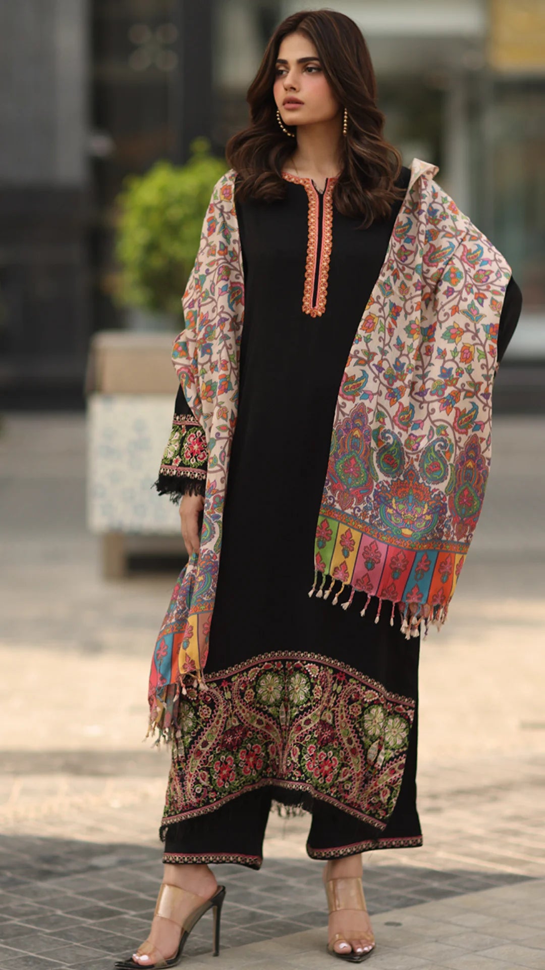 CF1239 Winter asim jofa -3PC DHANAK EMBROIDERED SHIRT WITH DHANAK AND TROUSER-BIC- R